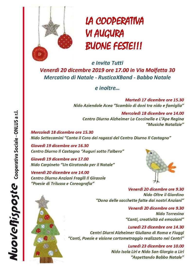 Poesie Di Natale Asilo Nido.La Cooperativa Augura Buone Feste E Invita Tutti Cooperativa Nuove Risposte Official Website